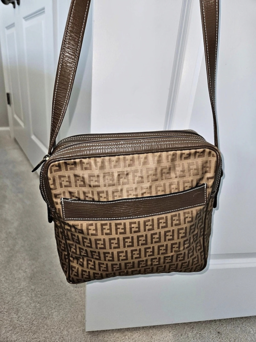 Fendi Monogram Crossbody Bag in Brown & Tan